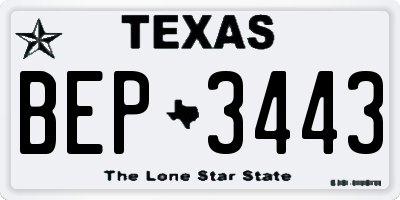 TX license plate BEP3443