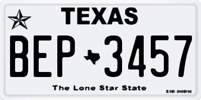 TX license plate BEP3457