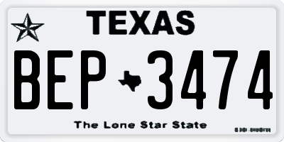 TX license plate BEP3474