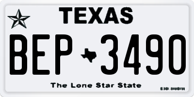 TX license plate BEP3490