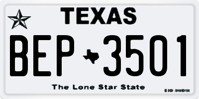 TX license plate BEP3501
