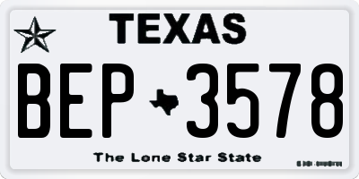 TX license plate BEP3578