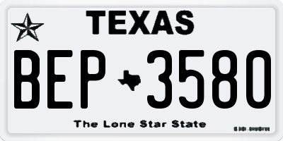 TX license plate BEP3580