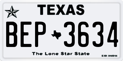 TX license plate BEP3634
