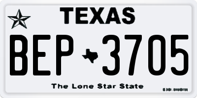 TX license plate BEP3705