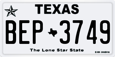 TX license plate BEP3749