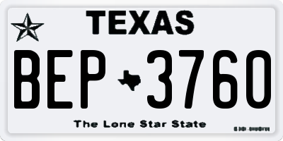 TX license plate BEP3760