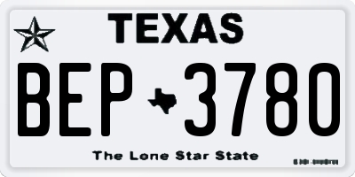 TX license plate BEP3780