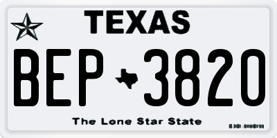 TX license plate BEP3820