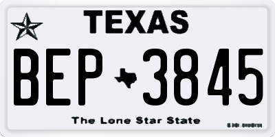 TX license plate BEP3845