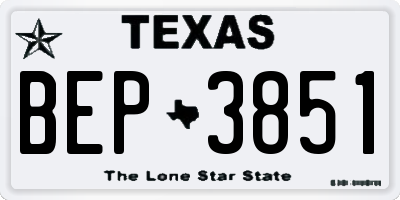 TX license plate BEP3851