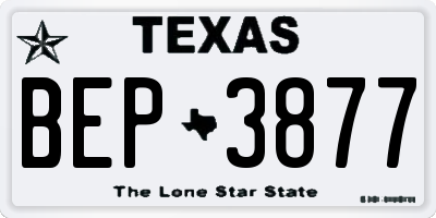 TX license plate BEP3877
