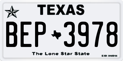 TX license plate BEP3978