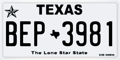 TX license plate BEP3981