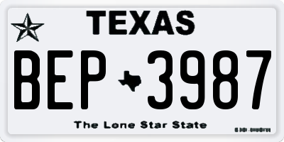 TX license plate BEP3987