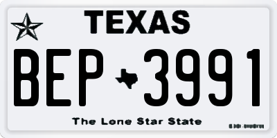 TX license plate BEP3991