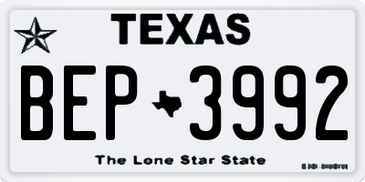 TX license plate BEP3992