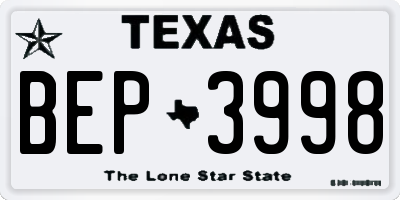 TX license plate BEP3998