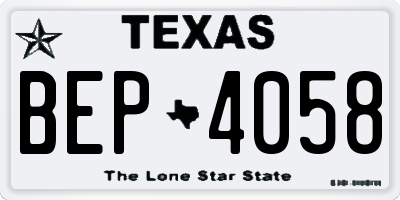 TX license plate BEP4058