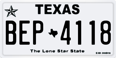 TX license plate BEP4118