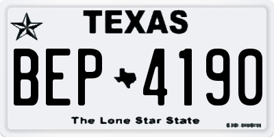 TX license plate BEP4190