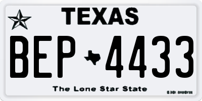 TX license plate BEP4433
