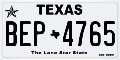 TX license plate BEP4765