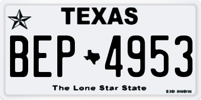 TX license plate BEP4953
