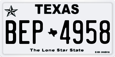 TX license plate BEP4958