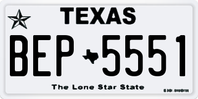 TX license plate BEP5551