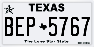 TX license plate BEP5767