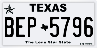 TX license plate BEP5796