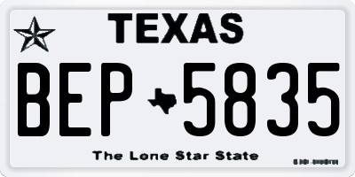 TX license plate BEP5835