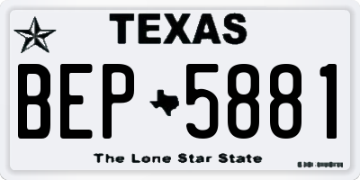 TX license plate BEP5881