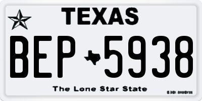 TX license plate BEP5938