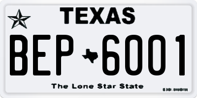 TX license plate BEP6001