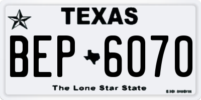 TX license plate BEP6070