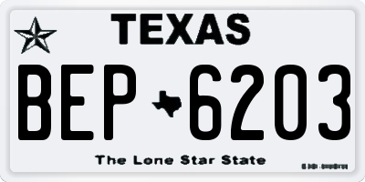 TX license plate BEP6203