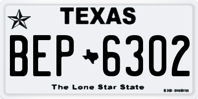 TX license plate BEP6302