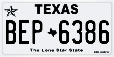 TX license plate BEP6386