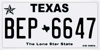 TX license plate BEP6647
