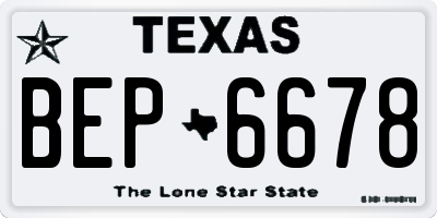 TX license plate BEP6678