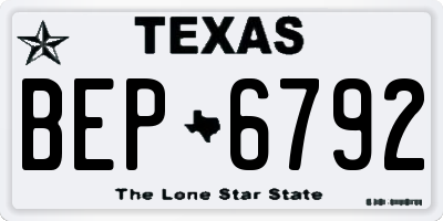 TX license plate BEP6792