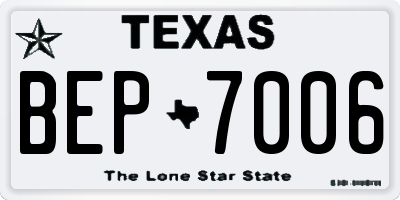 TX license plate BEP7006