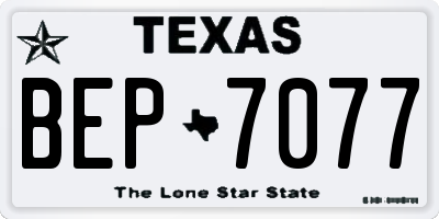 TX license plate BEP7077