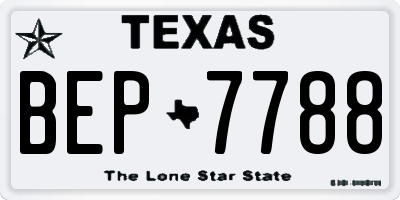TX license plate BEP7788