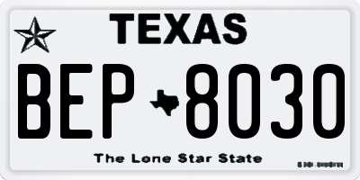 TX license plate BEP8030
