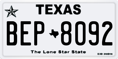 TX license plate BEP8092