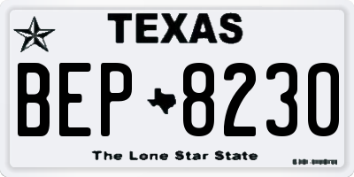 TX license plate BEP8230