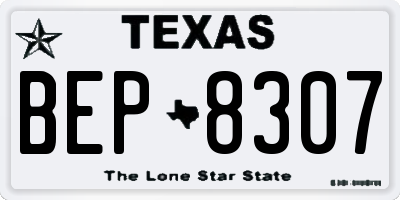TX license plate BEP8307